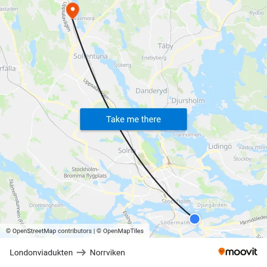 Londonviadukten to Norrviken map