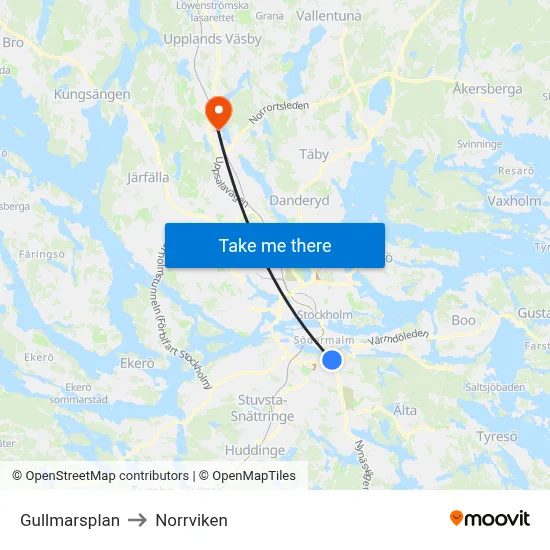 Gullmarsplan to Norrviken map
