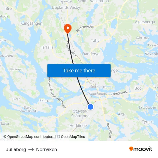Juliaborg to Norrviken map
