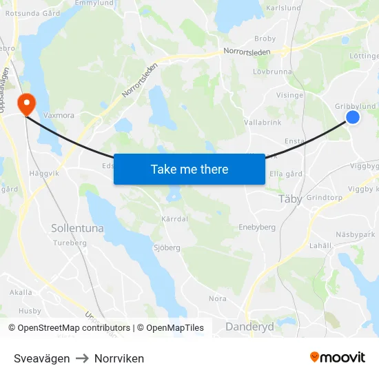 Sveavägen to Norrviken map