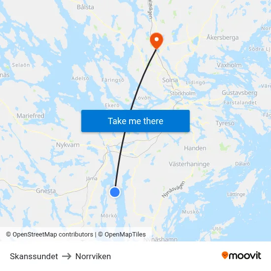 Skanssundet to Norrviken map