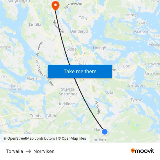 Torvalla to Norrviken map