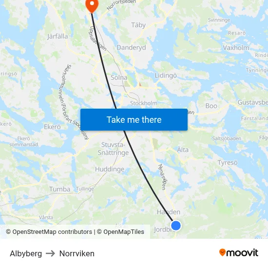 Albyberg to Norrviken map