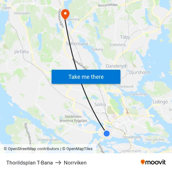 Thorildsplan T-Bana to Norrviken map