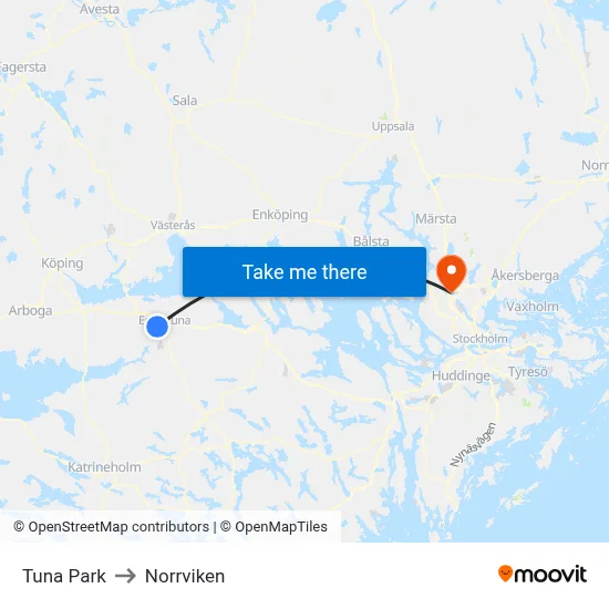 Tuna Park to Norrviken map