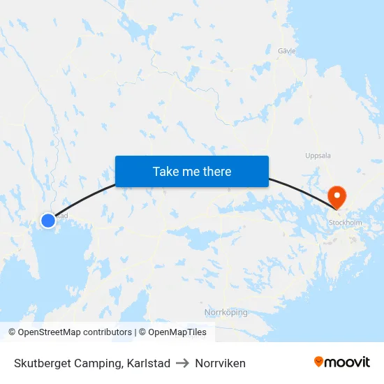 Skutberget Camping, Karlstad to Norrviken map
