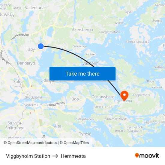 Viggbyholm Station to Hemmesta map