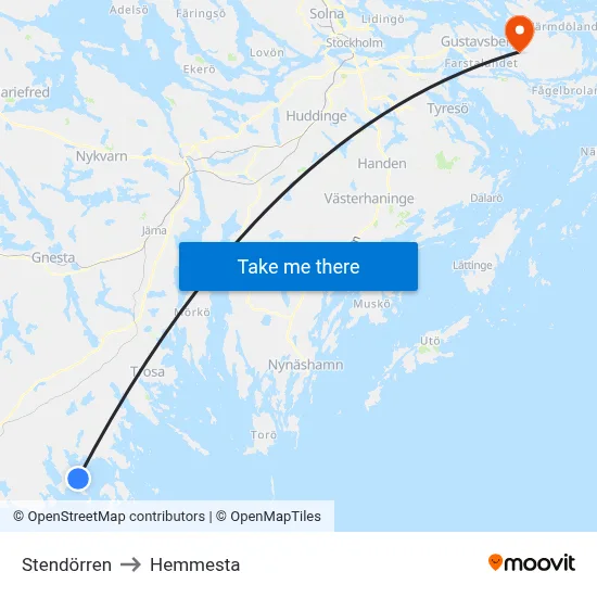 Stendörren to Hemmesta map