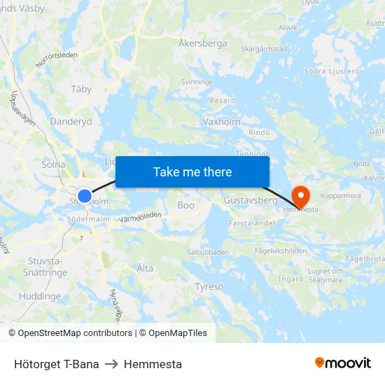 Hötorget T-Bana to Hemmesta map