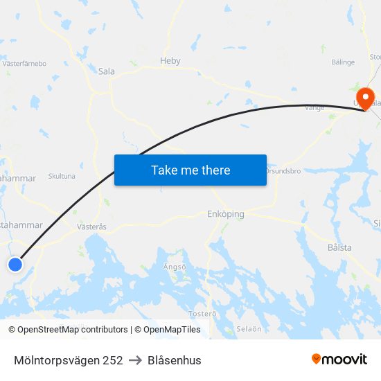 Mölntorpsvägen 252 to Blåsenhus map