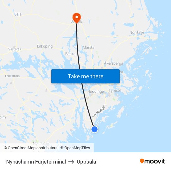 Nynäshamn Färjeterminal to Uppsala map