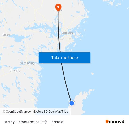 Visby Hamnterminal to Uppsala map