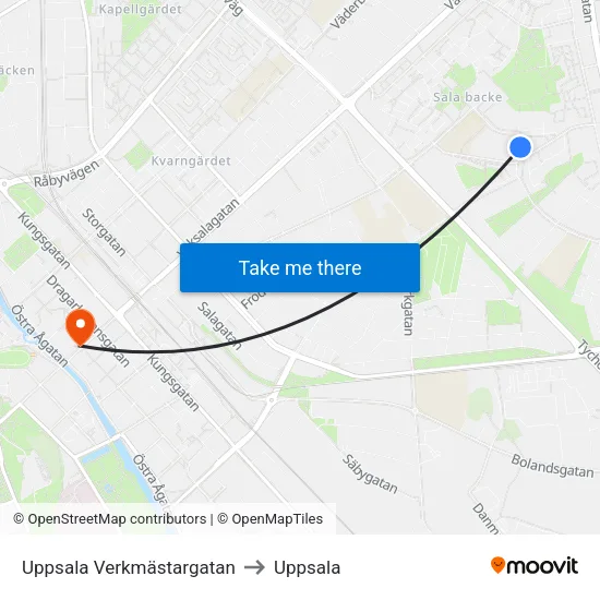 Uppsala Verkmästargatan to Uppsala map