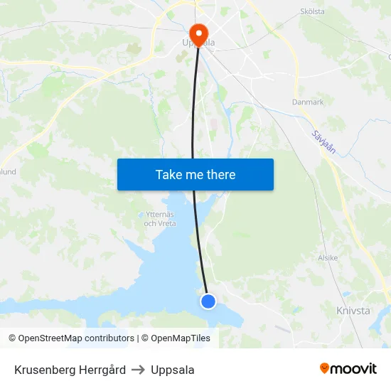 Krusenberg Herrgård to Uppsala map