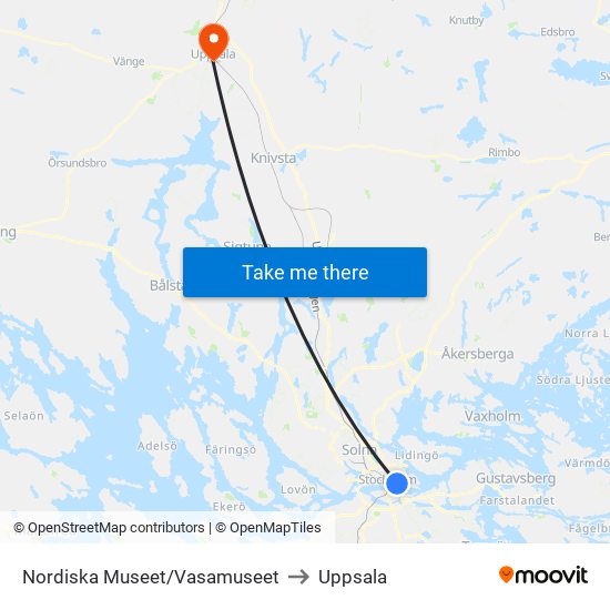 Nordiska Museet/Vasamuseet to Uppsala map