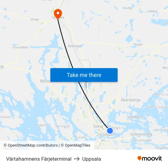 Värtahamnens Färjeterminal to Uppsala map