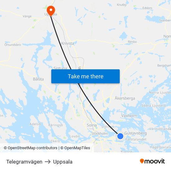 Telegramvägen to Uppsala map