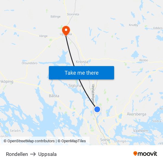 Rondellen to Uppsala map