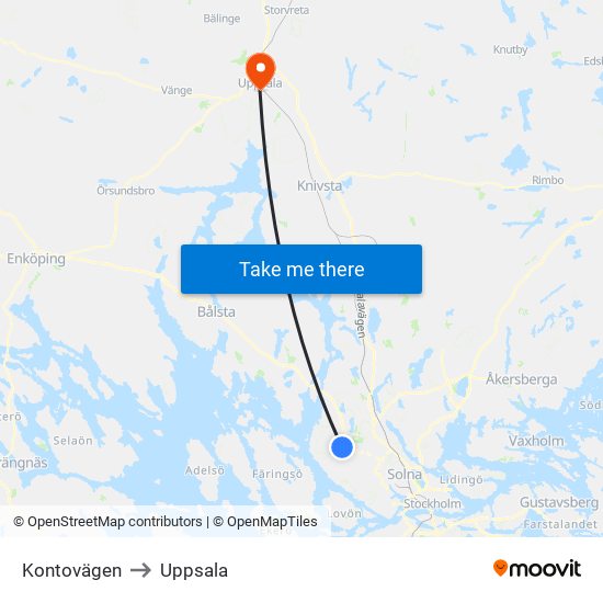 Kontovägen to Uppsala map