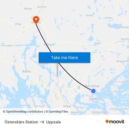 Österskärs Station to Uppsala map