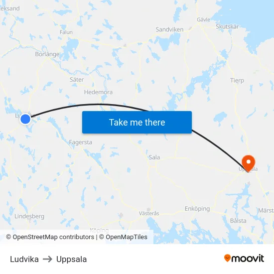 Ludvika to Uppsala map