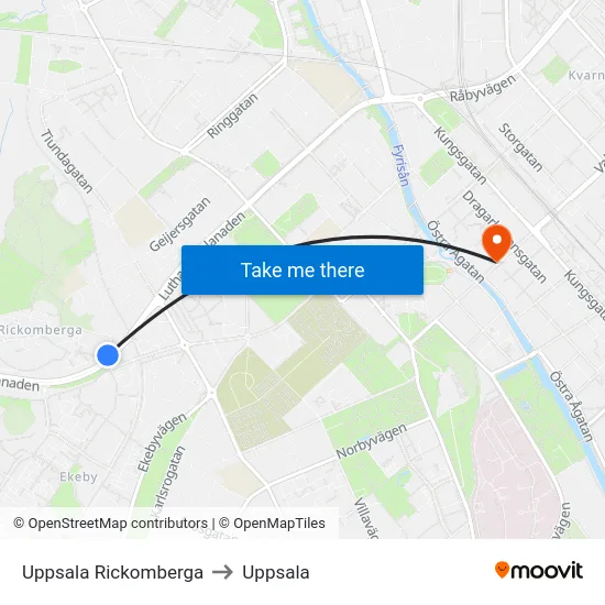 Uppsala Rickomberga to Uppsala map