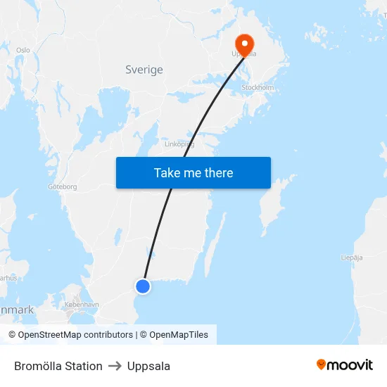 Bromölla Station to Uppsala map