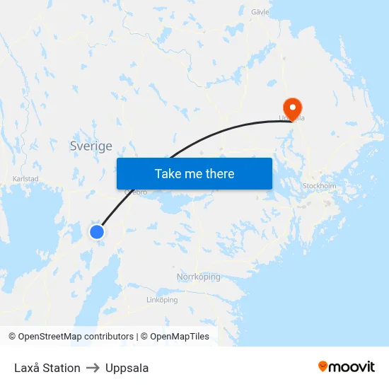 Laxå Station to Uppsala map