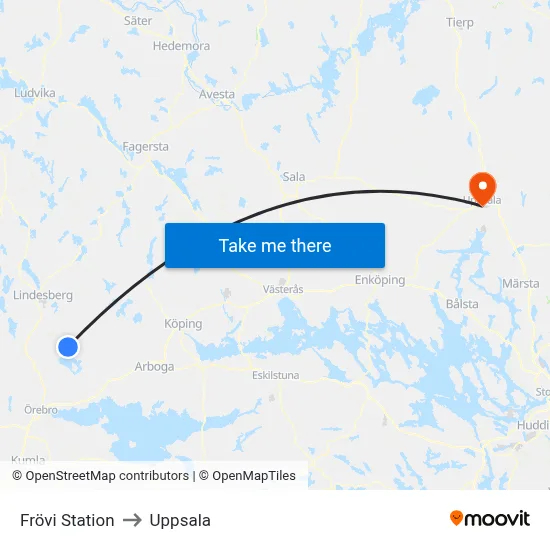 Frövi Station to Uppsala map