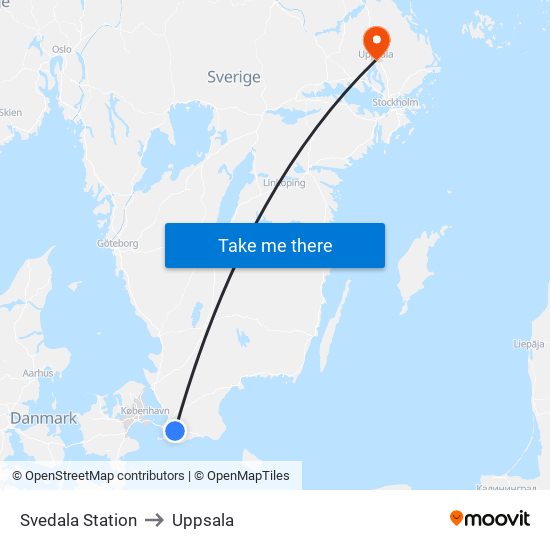 Svedala Station to Uppsala map