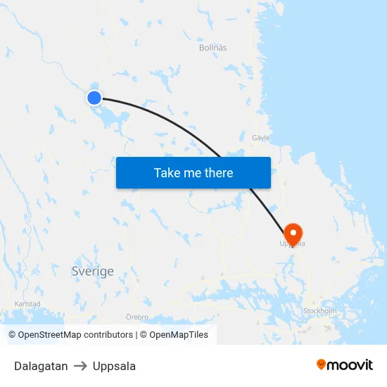 Dalagatan to Uppsala map