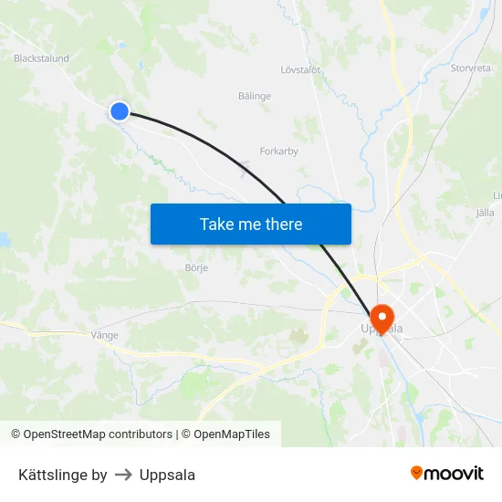 Kättslinge by to Uppsala map