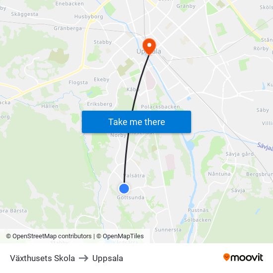Växthusets Skola to Uppsala map