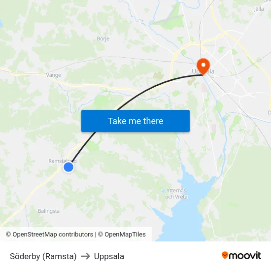Söderby (Ramsta) to Uppsala map