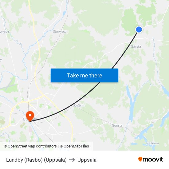 Lundby (Rasbo) (Uppsala) to Uppsala map