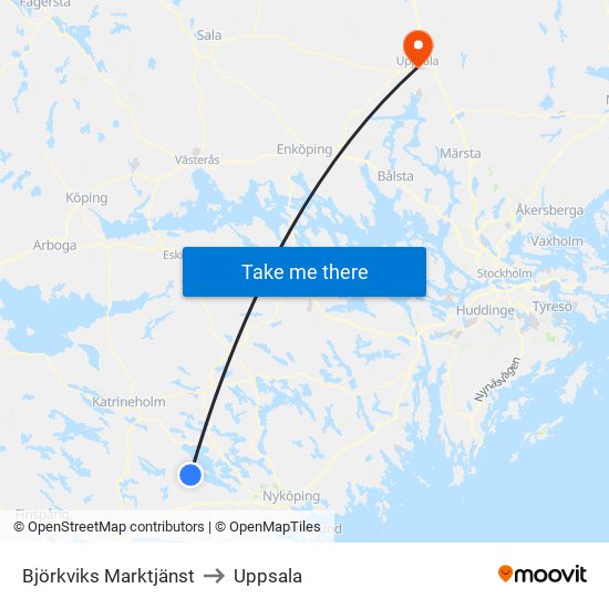 Björkviks Marktjänst to Uppsala map