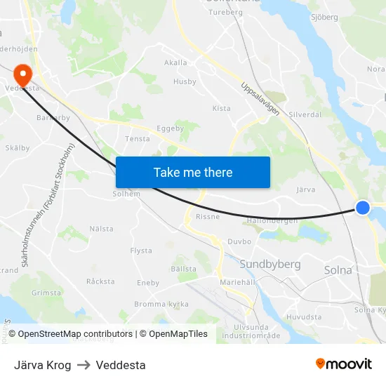 Järva Krog to Veddesta map
