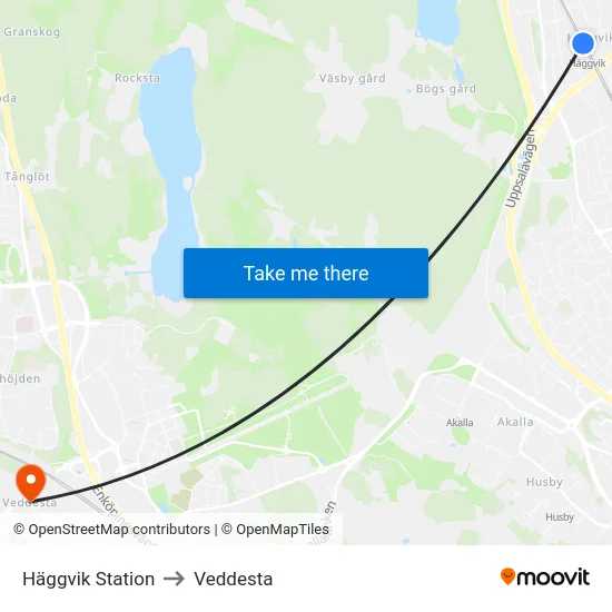 Häggvik Station to Veddesta map
