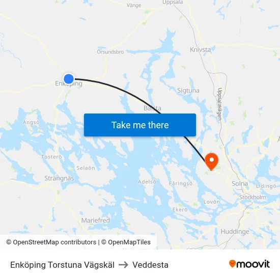 Enköping Torstuna Vägskäl to Veddesta map
