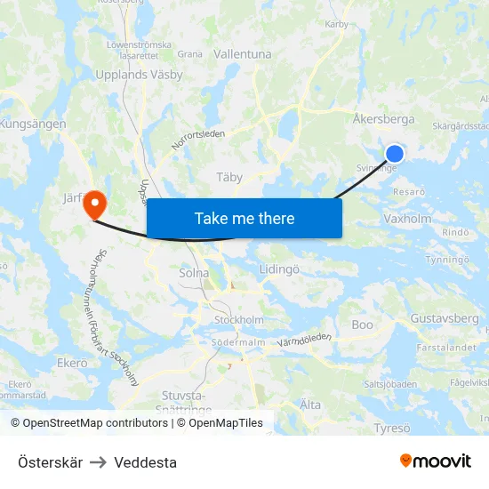 Österskär to Veddesta map