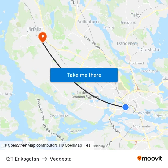 S:T Eriksgatan to Veddesta map
