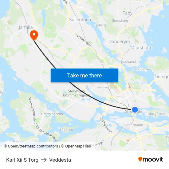 Karl Xii:S Torg to Veddesta map