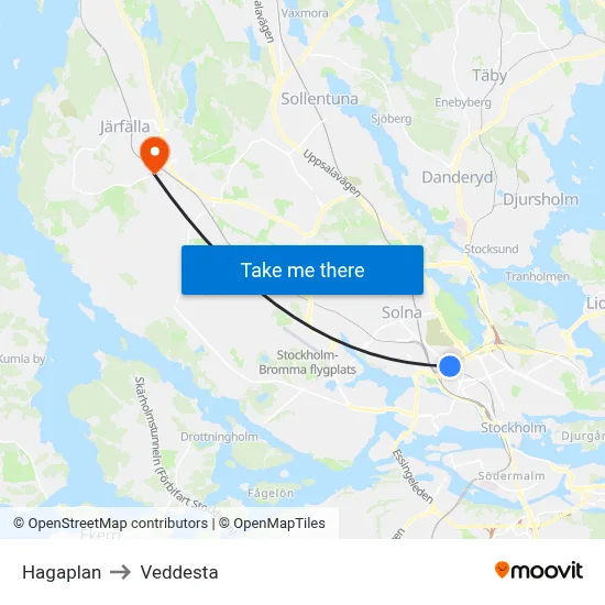 Hagaplan to Veddesta map