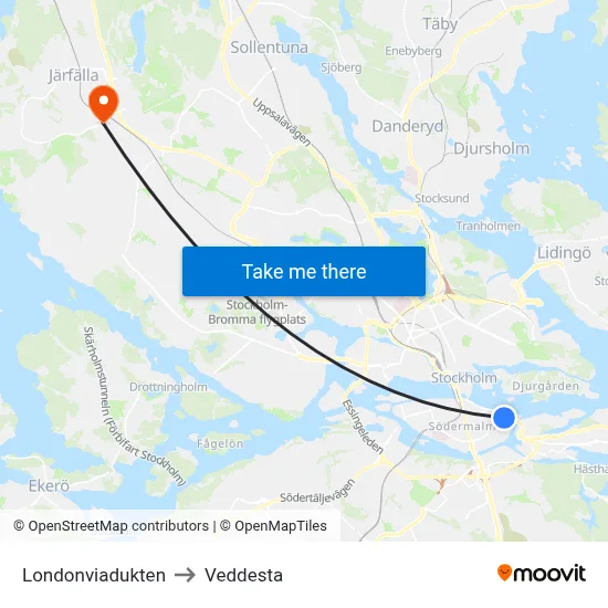 Londonviadukten to Veddesta map
