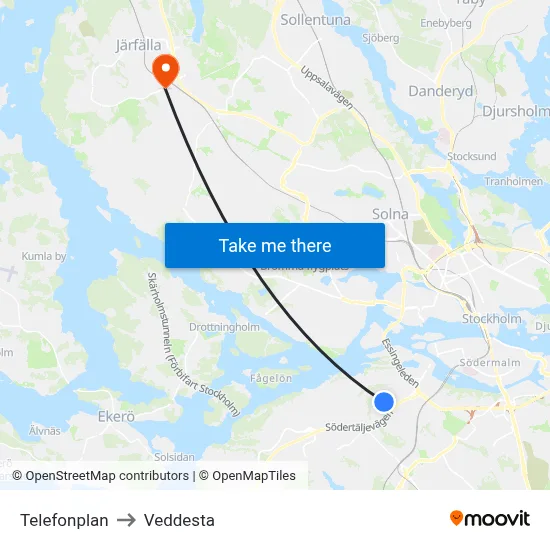 Telefonplan to Veddesta map
