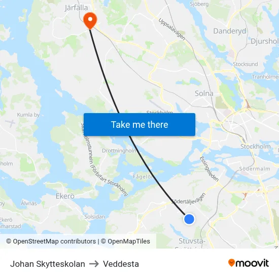 Johan Skytteskolan to Veddesta map