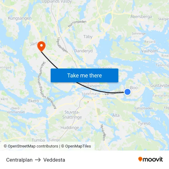 Centralplan to Veddesta map