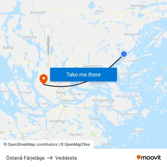 Östanå Färjeläge to Veddesta map