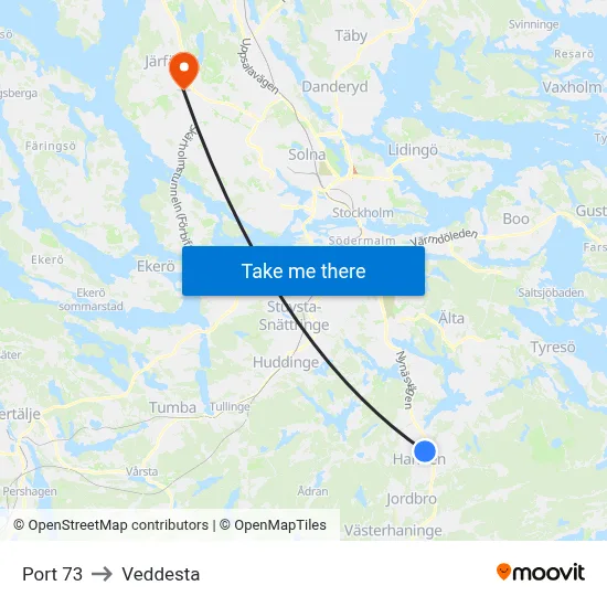 Port 73 to Veddesta map