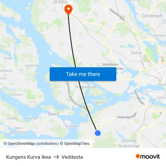 Kungens Kurva Ikea to Veddesta map